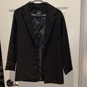 Black Women's Open-Front Blazer Jacket
